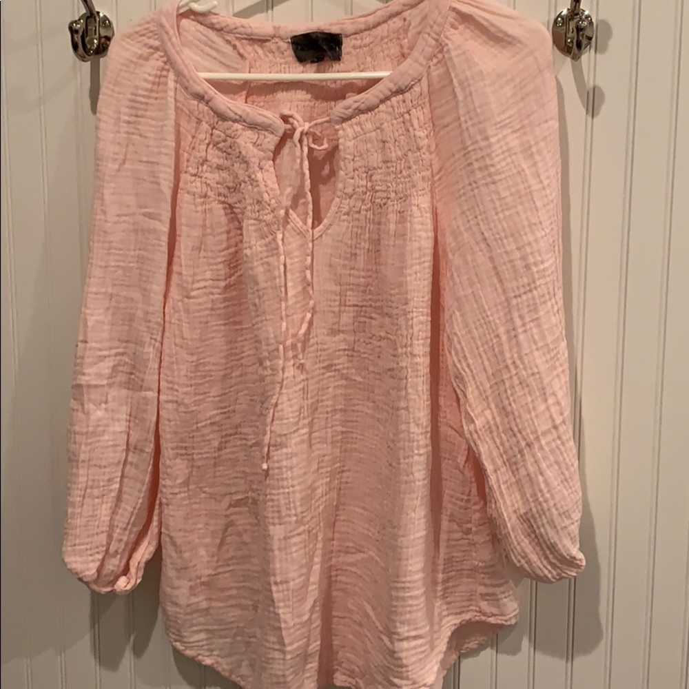 Nwot MICHAEL STARS Smocked Yoke Peasant Top !